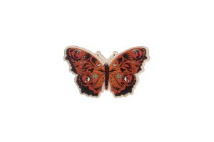 Drewniana broszka Czerwony motyl