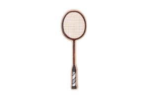 Drewniana broszka Badminton bat Brooch