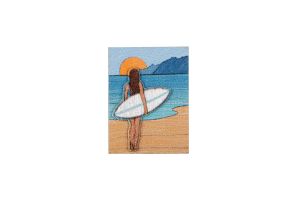 Drewniana broszka Sunset surfing Brooch