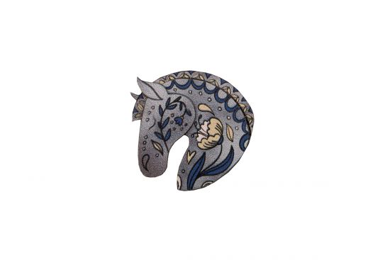 Drewniana broszka Grey horse Brooch